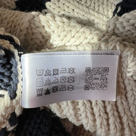 Zara chunky-knit cotton striped sweater, size S, cream/black - Picture 8 of 9